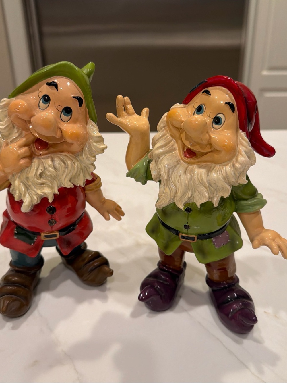 Set of 2 Vintage Dwarfs of Snow White Bashful & Sneezy 8” Resin Rare